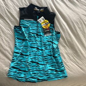 Jamie Sadock Black and Blue Tiger Print Golf Tank Top